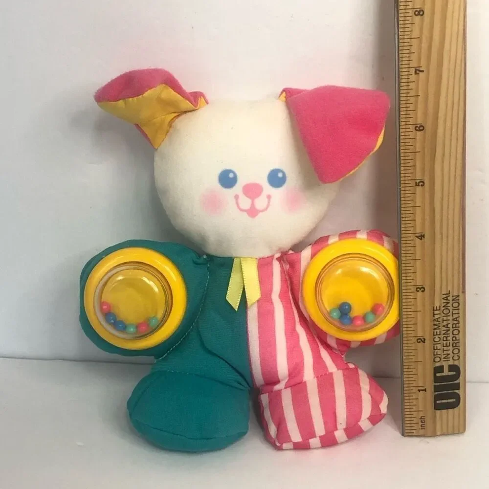 fisher price‎ patty cake puppy dog 1994 vintage rattle plush toy doll baby